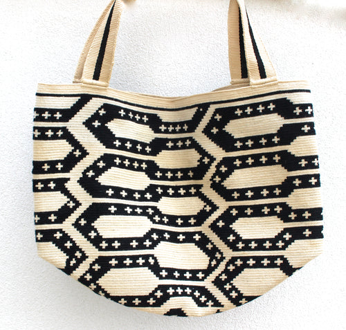 Extra Large Tote Blk Beige